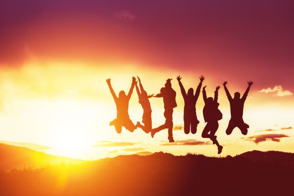 happy people jumping